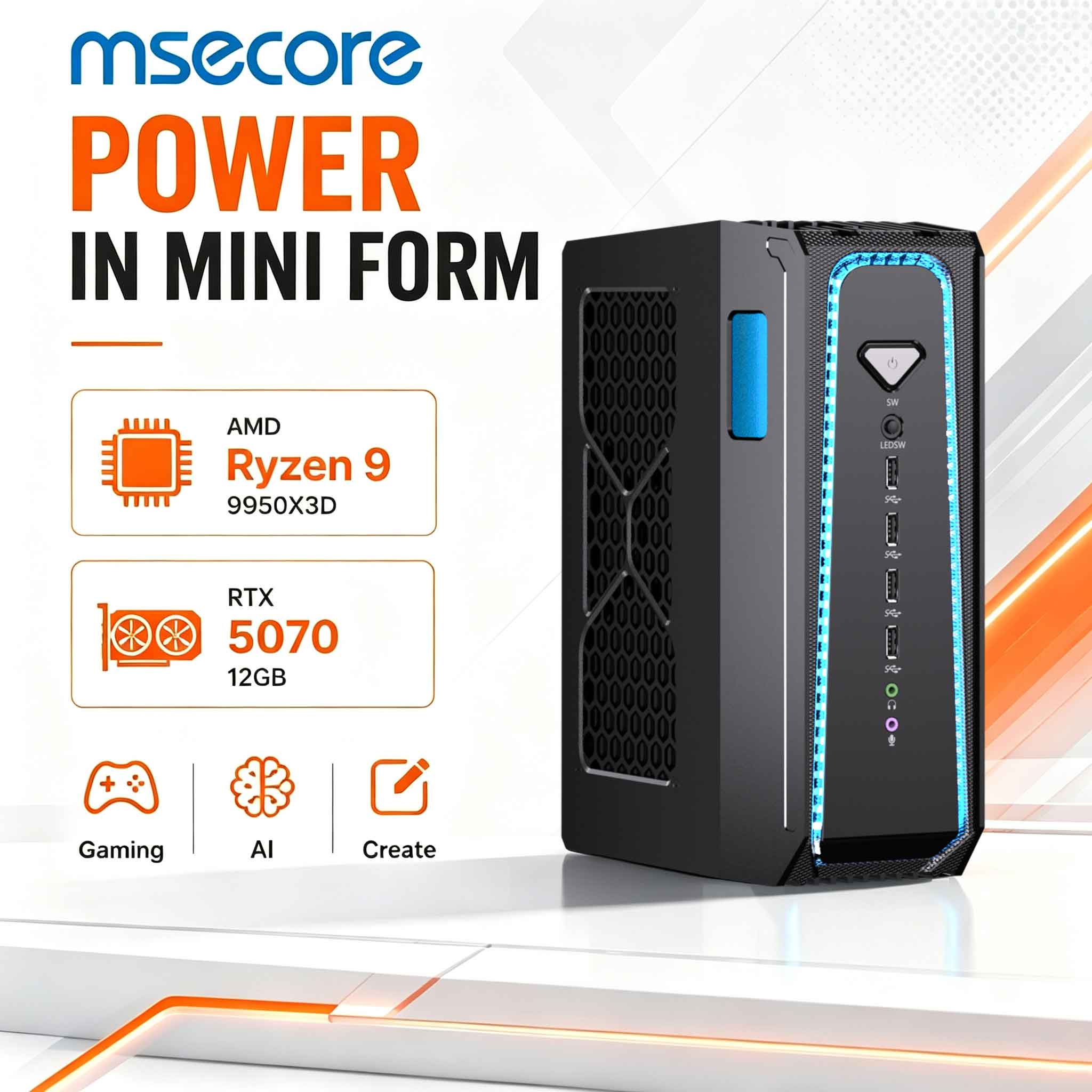 Pc Gaming Liquid - كمبيوتر ألعاب MSECORE بتبريد سائل، معالج