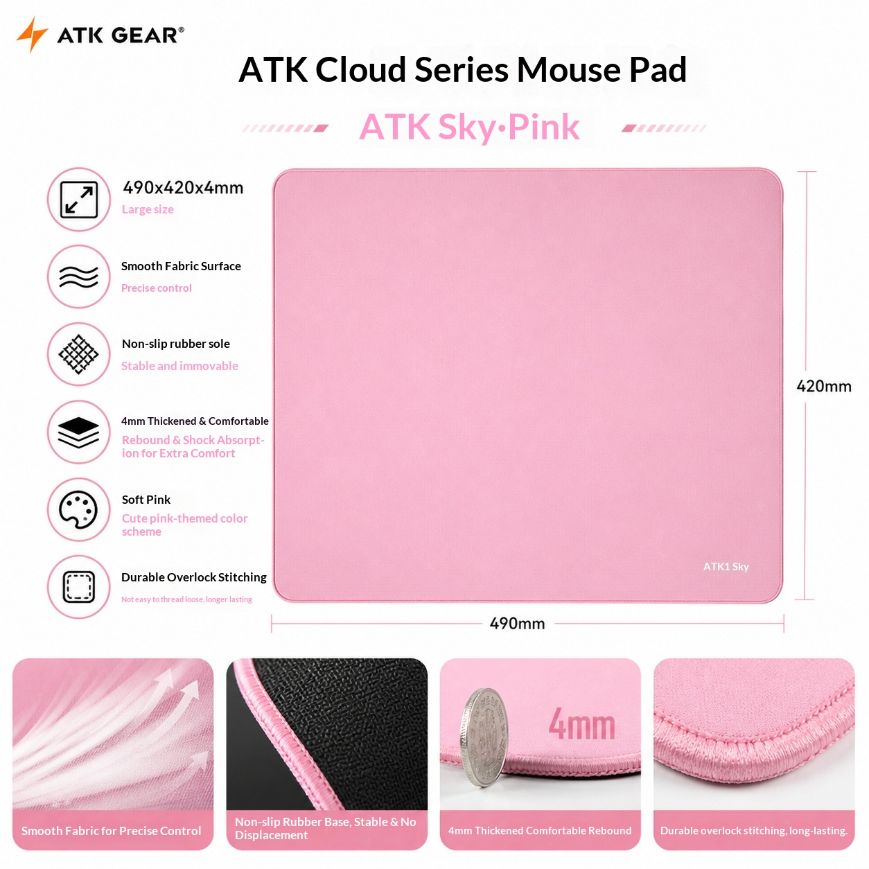 لوحة ماوس كبيرة للألعاب من ATK - مراجعة Pc Gaming Pink وسعره